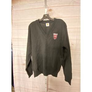 Vintage A+ School Apparel The Prout School Men's Small Black V Neck Sweater